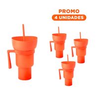 Pack4 Contenedor 2 en 1 Anaranjado en Material ABS para Espacios Dinamicos