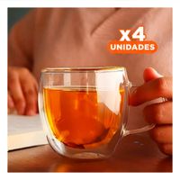 Pack4 Copa de 250ml en Cuerpo de Dimensiones 9x5x5cm Vidrio Transparente Y Papel Regalo