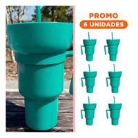 Pack6 Recipiente 2 en 1 en Color Verde con Base de ABS para Uso Continuo YRegalo Sticker