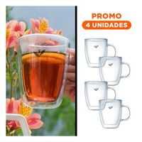 Pack4 Copa Vidrio Transparente con Hojitas de 250ml Base Circular de 8x5.6x11cm