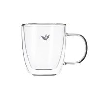 Taza en Color Transparente con Hojitas de 250ml Vidrio de 8x5.6x11cm Y Regalo Sticker