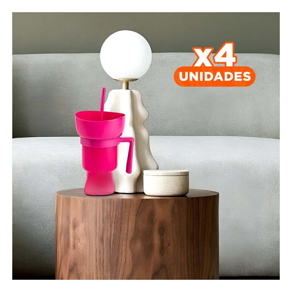 Pack4 Contenedor 2 en 1 de Color Rosado con Fabricacion ABS Duradera YRegalo Sticker