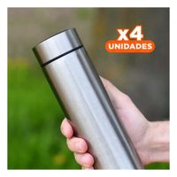 Pack4 Termo Compacto Digital 500 ml Plateado con Pantalla Superior YRegalo Sticker
