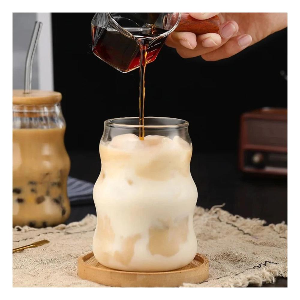 Copa de vidrio 500ml con tapa y sorbete transparente estilo curvas elegante Y Papel Regalo