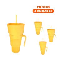 Pack4 Contenedor 2 en 1 Amarillo en Material ABS para Espacios Dinamicos