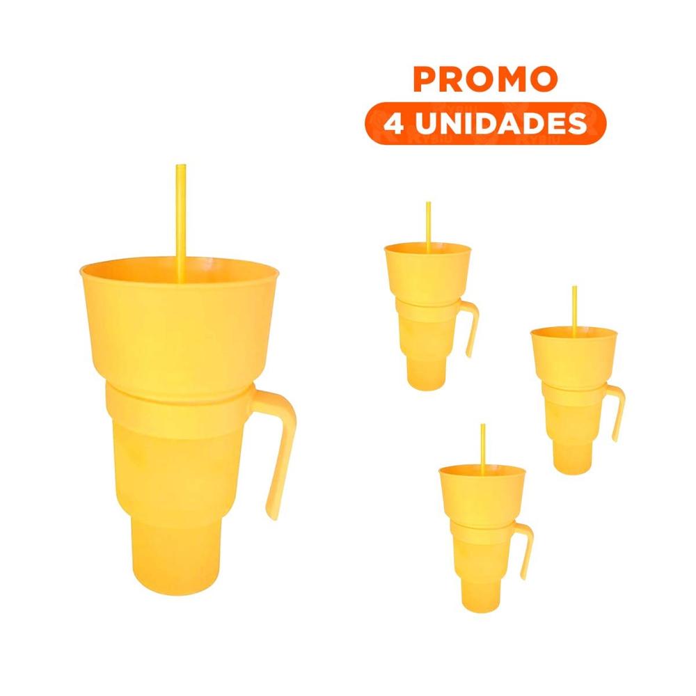 Pack4 Contenedor 2 en 1 Amarillo en Material ABS para Espacios Dinamicos