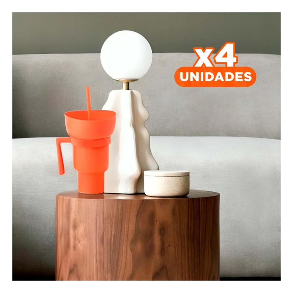 Pack4 Contenedor 2 en 1 de Color Anaranjado con Fabricacion ABS Duradera YRegalo Sticker