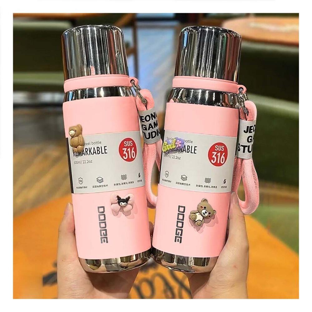 Termo Color Rosado 500ml con Tapa Hermética para Café Té y Bebidas Diarias