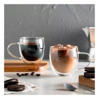 Taza Estructura Vidrio de Dimensiones 9x5x5cm Capacidad de 250ml Color Transparente Y notas