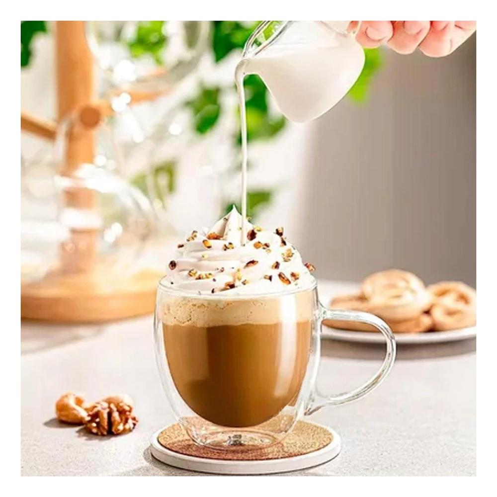 Taza Vidrio Transparente de 250ml de Dimensiones 9x5x5cm Cuerpo Compacto