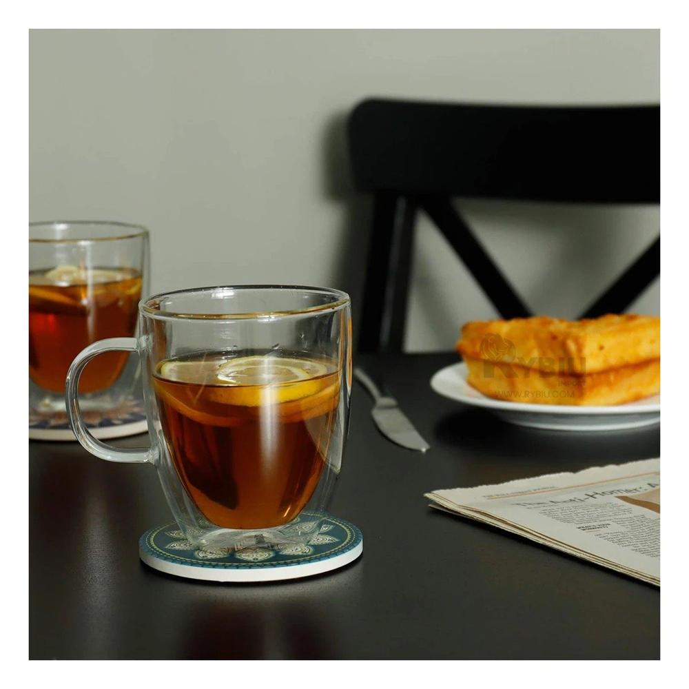 Taza de 250ml en Vidrio Color Transparente Base Firme de Dimensiones 8x8x11cm Y Papel Regalo