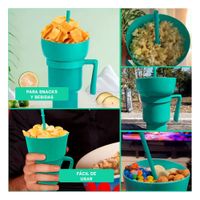 Vaso 2 en 1 para Snacks y Bebidas de ABS Verde con Forma Funcional Actual YLigas Regalo