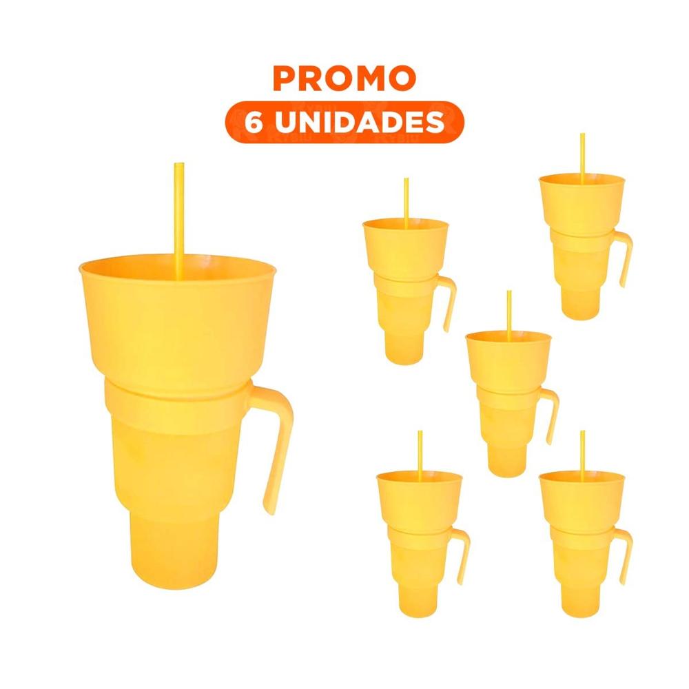 Pack6 Recipiente 2 en 1 en Color Amarillo con Base de ABS para Uso Continuo YRegalo Sticker