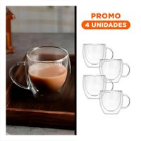 Pack4 Copa Vidrio Transparente de 250ml Base Circular de Dimensiones 9x5x5cm