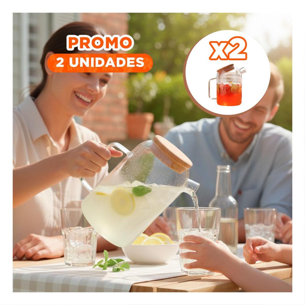 Pack2 Envase Moderno para Agua Jugos e Infusiones con Tapa de Corcho Transparente