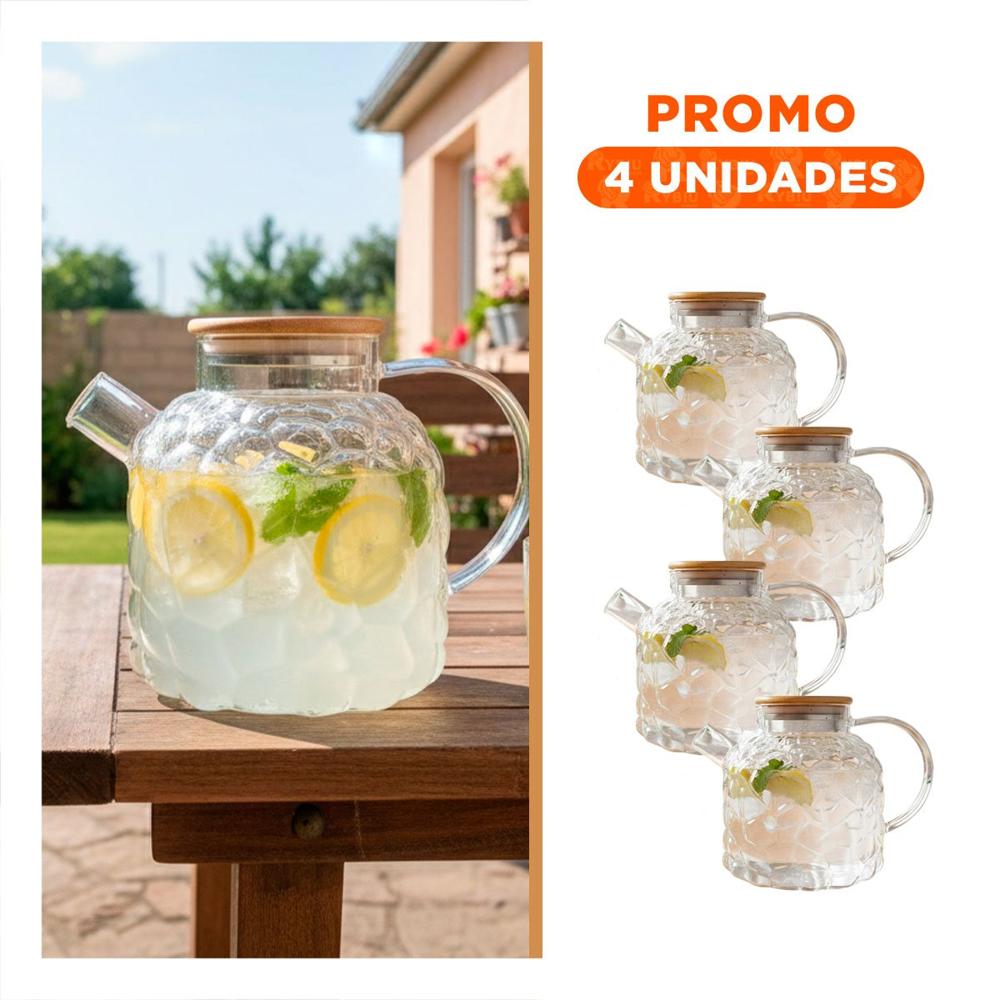 Pack4 Recipiente Innovador para Guardar Liquidos y Servir Bebidas Transparente