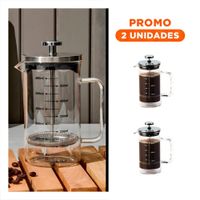 Pack2 Infusor Francesa 800ML en Borosilicato y Acero Recto Color Transparente Y Regalo Sticker