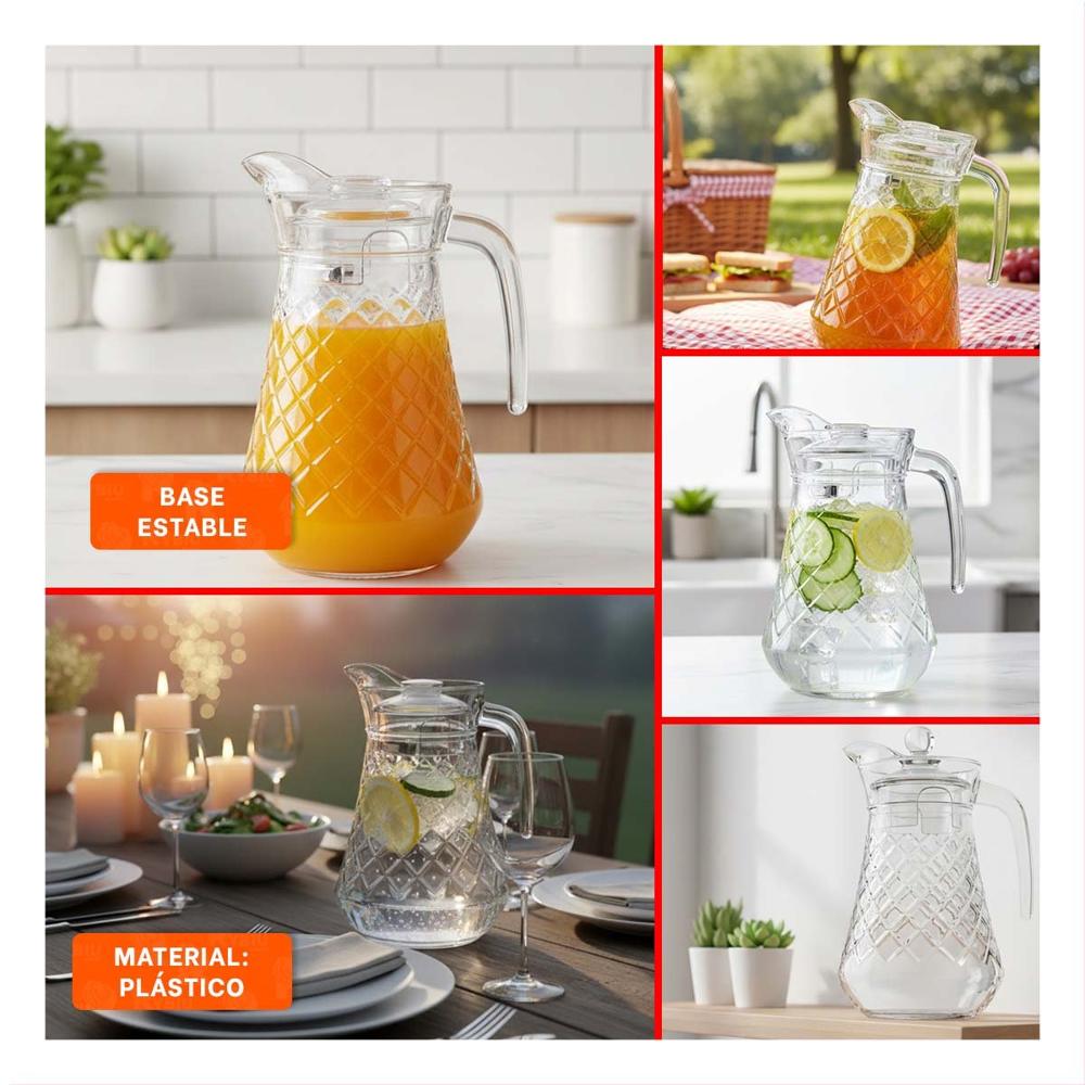 Jarra Decorativa de Vidrio con Diseno Rombos 1400 ml Y Ligas Regalo