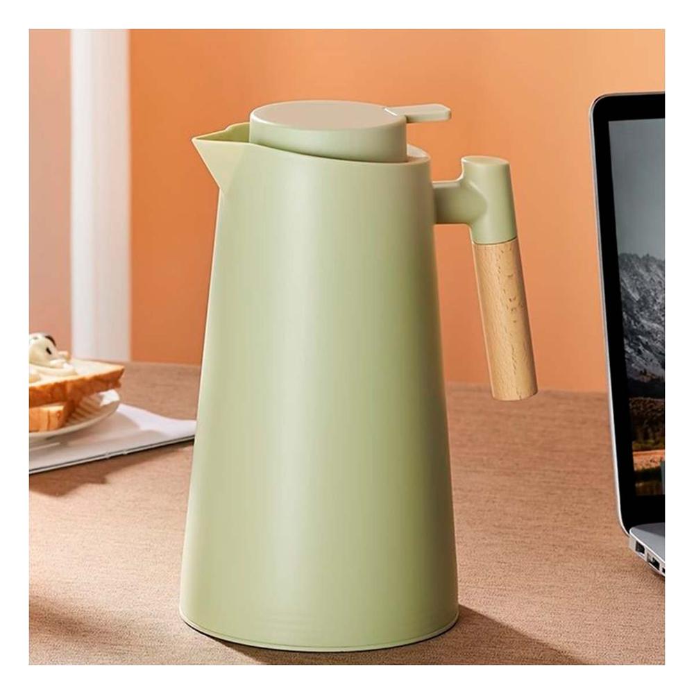 contenedor Termo 1L Verde Claro con Mango de Madera Seguro y Resistente para Cocina Y notas