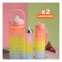 Pack2 Tomatodos Set de 3 Rosado con Tapa de Plastico y Medidas 2 L 1 L y 300Ml YRegalo Sticker