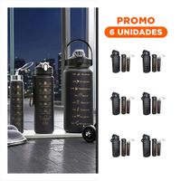 Pack6 Cantimploras Negro con Volumen 2 L 1 L y 300 Ml y Tapa Resistente YPapel Regalo