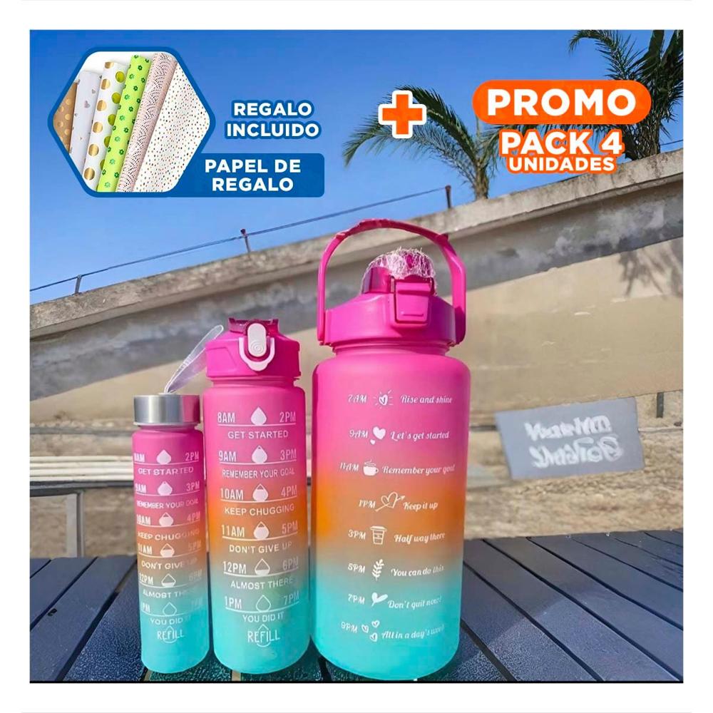 Pack4 Tomatodos en Fucsia Set de 3 con Volumen 2 L 1 L y 300 Ml y Tapa Firme YPapel Regalo