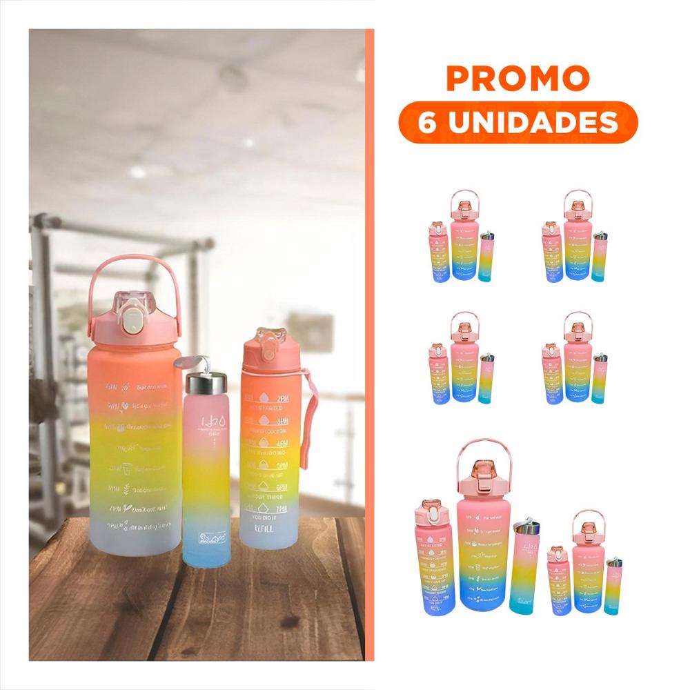 Pack6 Cantimploras en Rosado con Capacidad 2 L 1 L y 300 Ml en Set de 3