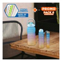 Pack6 Cantimploras Verde con Volumen 2 L 1 L y 300 Ml y Tapa Resistente YPapel Regalo