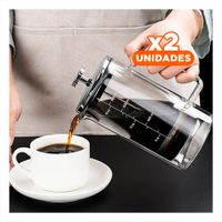Pack2 Infusor Recto Color Transparente 800ML con Estructura en Borosilicato y Acero