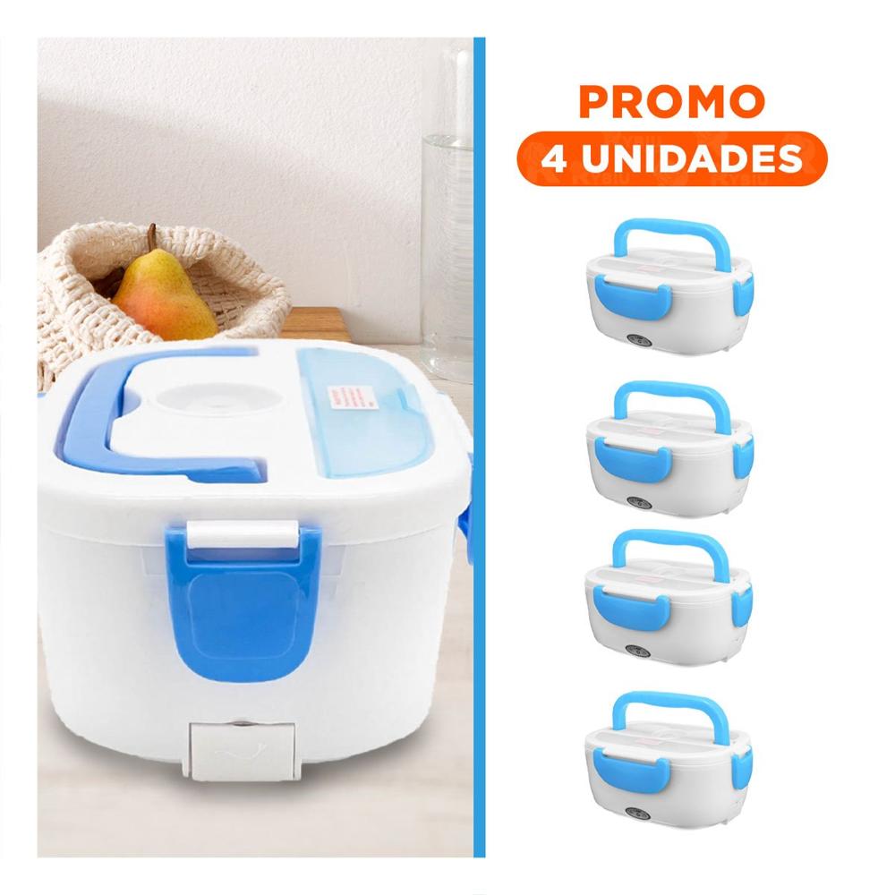 Pack4 Contenedor Calentador Electrico para Uso Diario en Hogar y Oficina Celeste