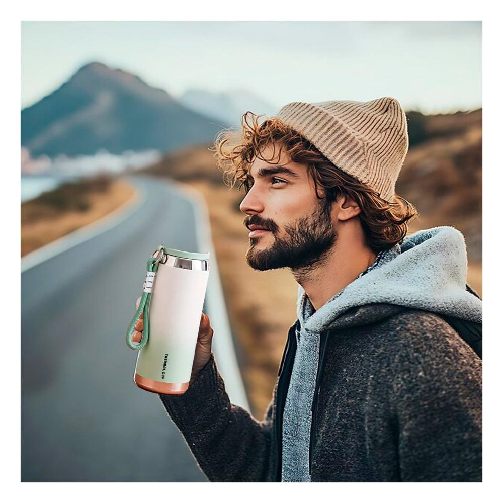 Termo Degradado Verde Agua 800ml para Bebidas Calientes y Frías en Oficina Hogar Y notas