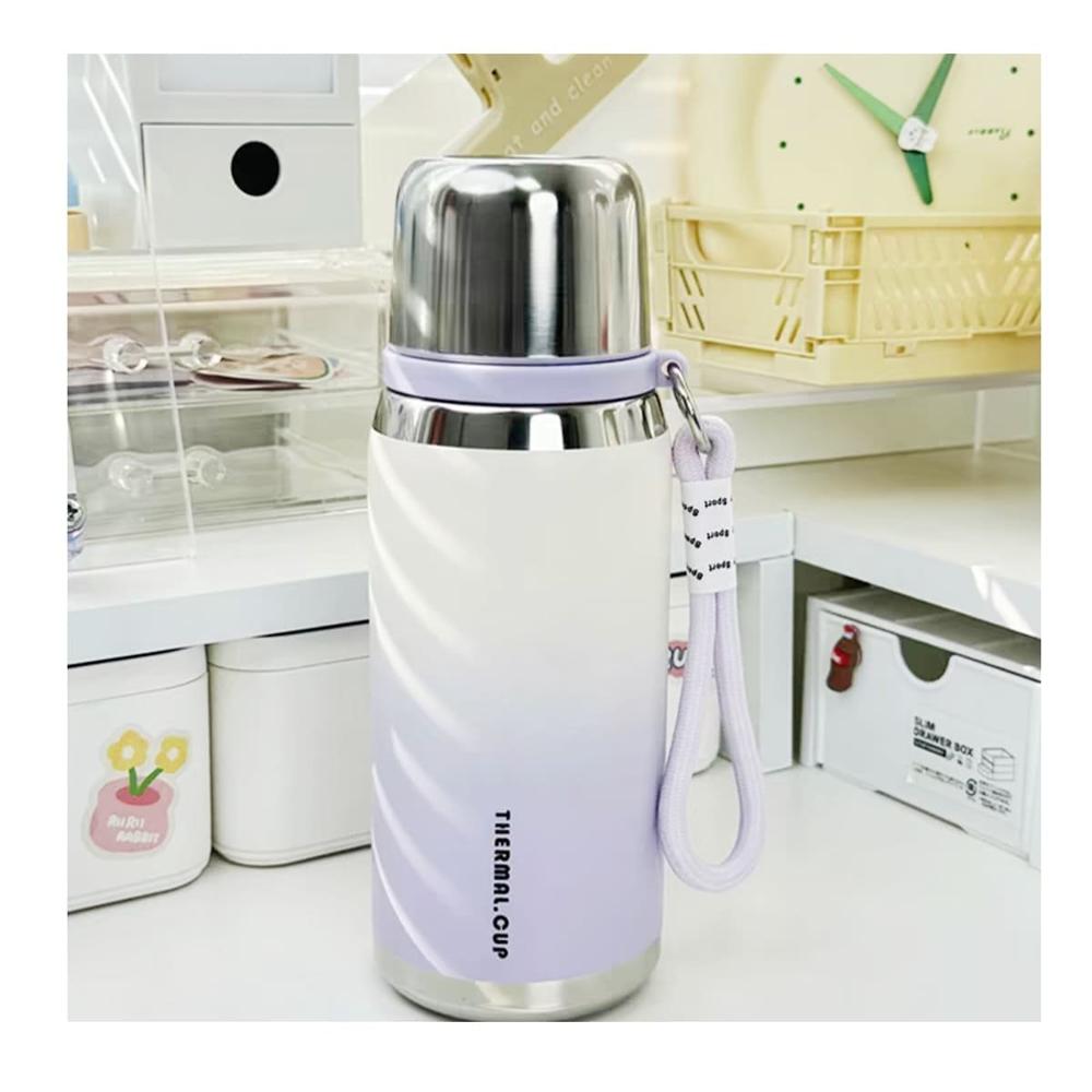 Termo 800ml Lila Ligero y Comodo para Llevar Bebidas Calientes y Frias Y Notas