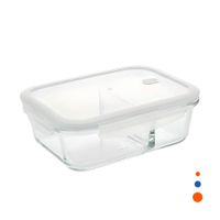 Envase Vidrio 2 Divisiones 1040ml Transparente Linea Blanca Comida YRegalo Sticker