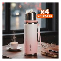 Pack4 Contenedor 800ml Rosado Degradado para Bebidas Calientes y Frias en Casa YRegalo Sticker