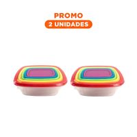 Pack2 Envase Plastico Rectangular 5 Piezas Multicolor Resistente y Funcional YRegalo Sticker