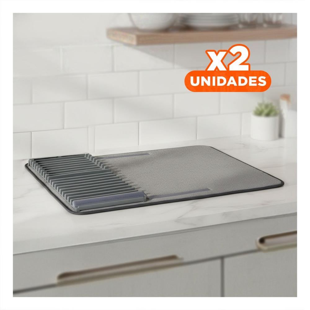 Pack2 Alfombrilla Escurridora Absorbente Color Plomo para Uso Continuo en Cocina YPapel Regalo
