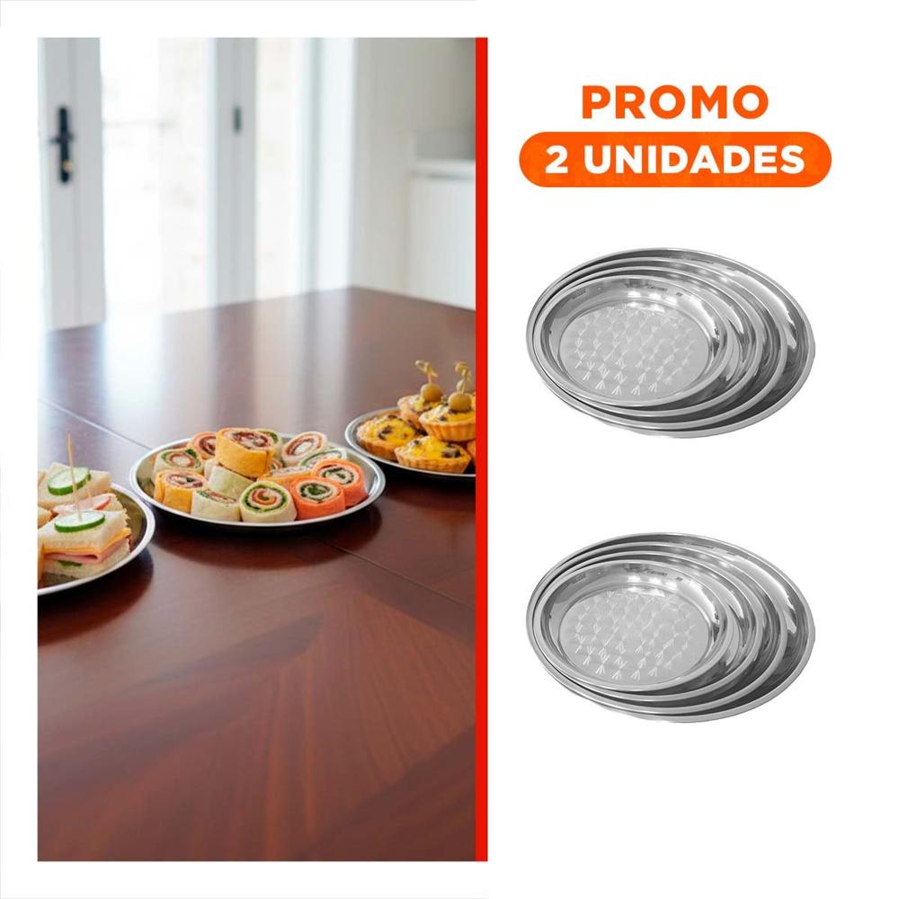 Pack2 Platos para Mesa en Acero Circular para Uso Diario Y Regalo Sticker