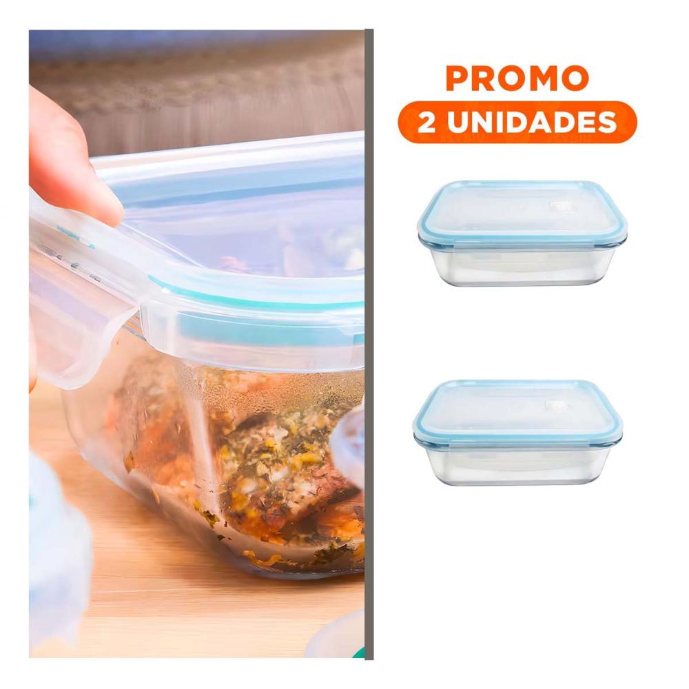Pack2 Envase transparente 1040ml con tapa de vidrio linea celeste YRegalo Sticker