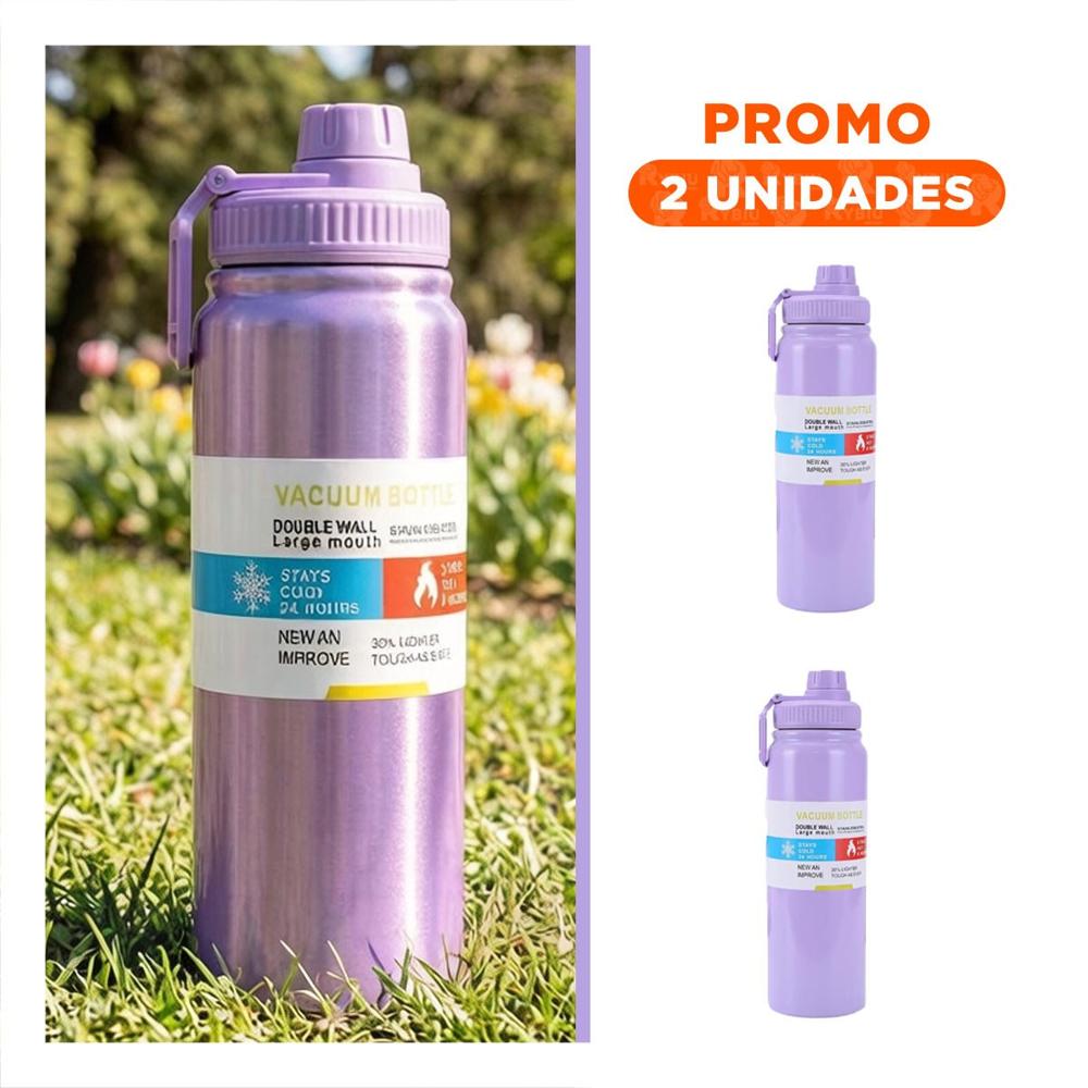 Pack2 Recipiente Portatil 800ml Lila para Bebidas sin Derrames YRegalo Sticker