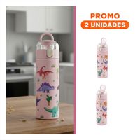 Pack2 Copo Escolar 420ml Dinosaurio Rosado para Bebidas en Casa o Escuela YRegalo Sticker