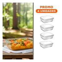 Pack4 Botella de vidrio con tapa 1040ml transparente resistente y practica