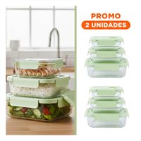 Pack2 Envases de vidrio rectangular con tapa verde pack de 3 para hogar Y Papel Regalo