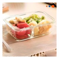 Contenedor Vidrio 2 Divisiones 1040ml Transparente Linea Blanca Hogar YPapel Regalo