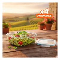 Pack4 Taper con tapa 1040ml de vidrio transparente linea celeste YRegalo Sticker