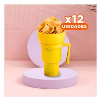 Pack12 Recipiente 2 en 1 Amarillo para Cine en Casa con Bebidas y Snacks YPapel Regalo