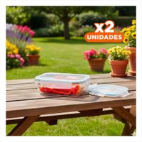 Pack2 Taper transparente 1040ml con tapa de vidrio linea celeste