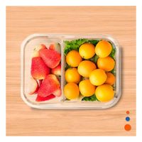 Caja Vidrio 2 Divisiones 1040ml Transparente Linea Blanca Organiza Y notas