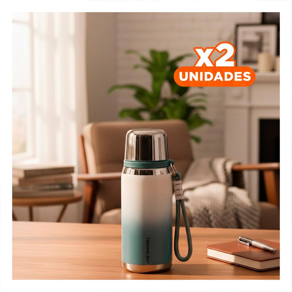Pack2 Envase 800ml Azul Degradado para Mantener Bebidas Calientes o Frias