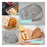 Fiambrera de Vidrio con Tapa 2 Divisiones 1040ml Transparente Linea Celeste YLigas Regalo