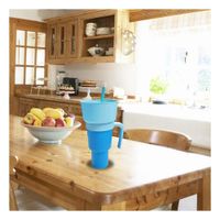 Vaso 2 en 1 para Bebidas y Snacks en ABS Celeste con Estilo Practico y Uso Diario
